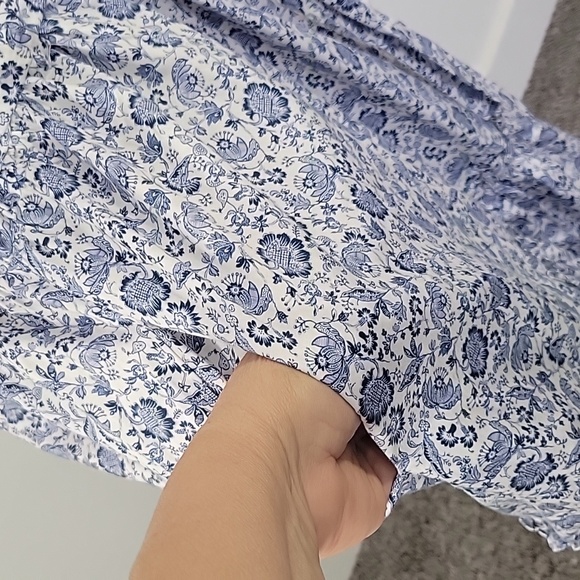 Daniel Cremieux White and Blue Floral Midi Dress SZ 4 - Picture 7 of 14